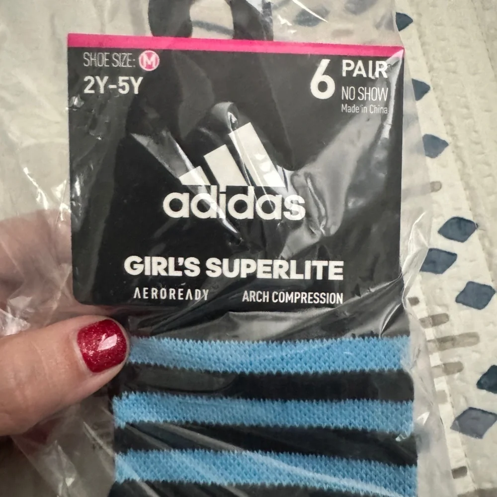 Girls Adidas Superlite Socks- 6 pair